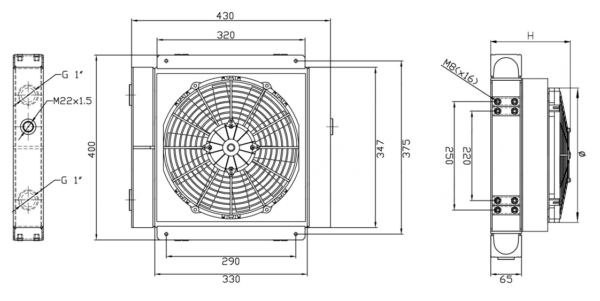 GR150D - Oliekoeler met kap en ventilator – hydraulisch – zuigend - Afbeelding 2