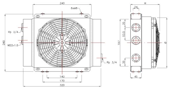 GR50S - Oliekoeler met kap en ventilator – hydraulisch – zuigend - Afbeelding 2