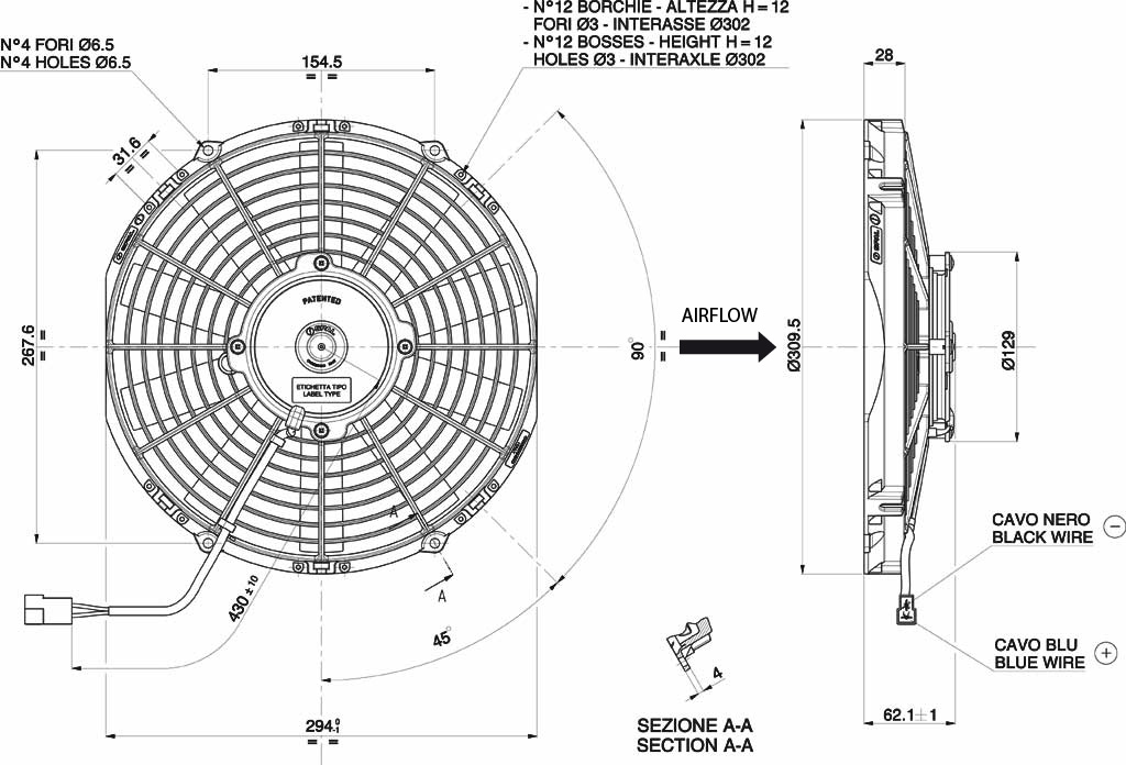 Spal ventilator 280 mm - VA09-BP50-C-27A - 3010.1800A | Van der Bel Radiateurenbedrijf Spal ventilator 280 mm - VA09-BP50-C-27A - 3010.1800A - Afbeelding 2