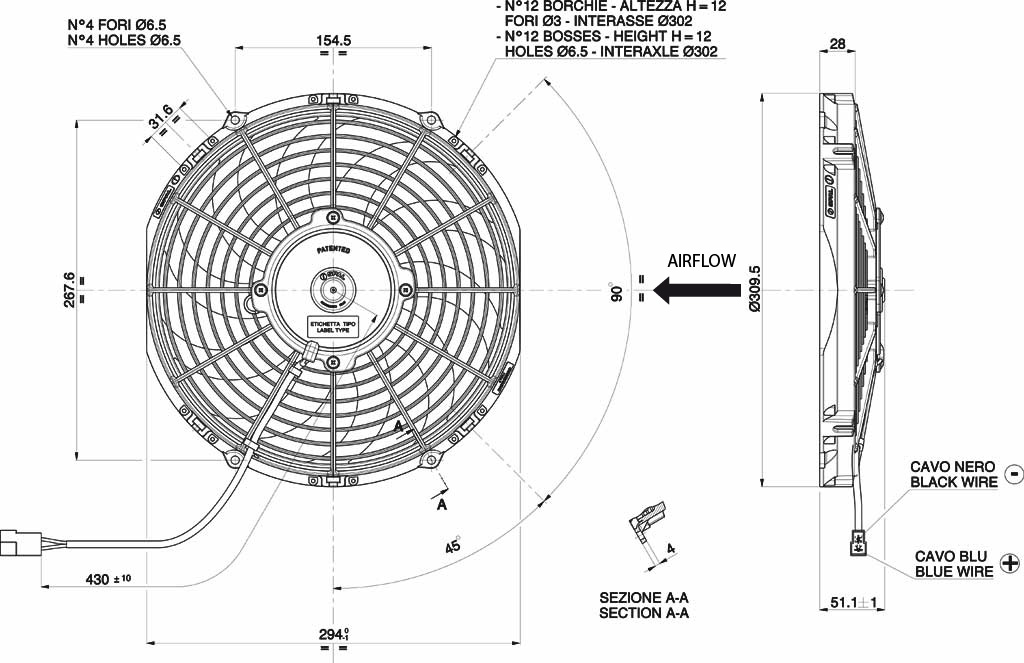 Spal ventilator 280 mm - VA09-BP12-C-54S - 3010.0466 | Van der Bel Radiateurenbedrijf Spal ventilator 280 mm - VA09-BP12-C-54S - 3010.0466 - Afbeelding 2