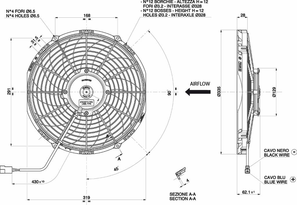 Spal ventilator 305 mm - VA10-BP50-C-61S - 3010.1819A | Van der Bel Radiateurenbedrijf Spal ventilator 305 mm - VA10-BP50-C-61S - 3010.1819A - Afbeelding 2