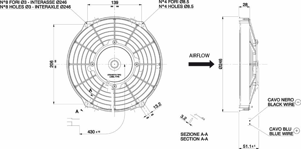 Spal ventilator 225 mm - VA07-BP7-C-31A - 3010.0344A | Van der Bel Radiateurenbedrijf Spal ventilator 225 mm - VA07-BP7-C-31A - 3010.0344A - Afbeelding 2
