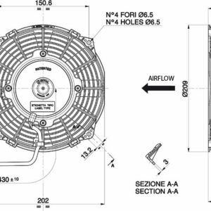 SPAL Axiaal Ventilatoren | Van der Bel Radiateurenbedrijf Spal ventilator 190 mm - VA14-AP7-C-34S - 3010.0393